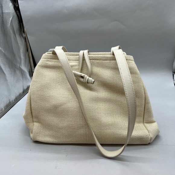 Vintage Furla Cream Woven and Leather Shoulder Bag - Picture 6 of 16